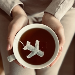 Airplane shaped tea bag
